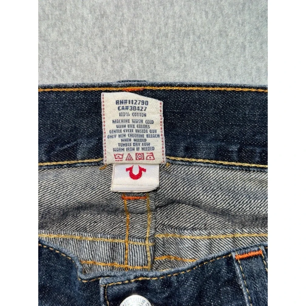 True Religion Mens Joey Dark‎ Wash Straight Jeans Blue Denim Size 38